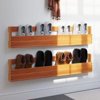 VidaXL Schoenenrekken 2 st 110x8,5x23,5 cm massief grenenhout wasbruin