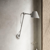 Wandlamp grijs verstelbaar slaapkamer leeslamp &apos;Stay long&apos; E27 fitting verstelbaar DFTP