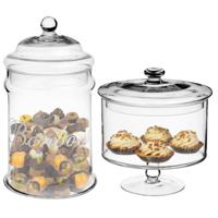 Set van 2x voorraadpotten/koektrommels 1,8L en 2L glas met deksel