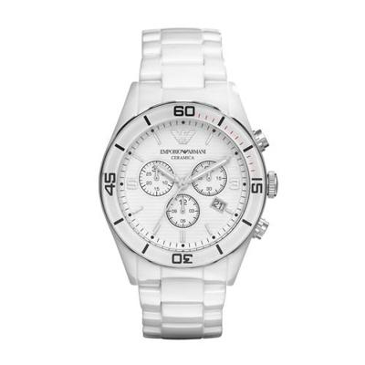 Emporio Armani AR1424 dameshorloge met keramische witte wijzerplaat