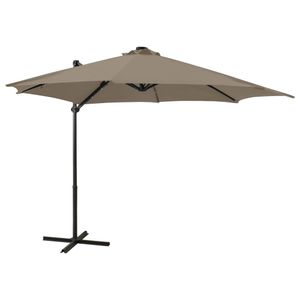 VidaXL Zweefparasol met paal en led-verlichting 300 cm taupe