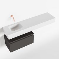 Toiletmeubel Mondiaz Andor | 120 cm | Meubelkleur Dark grey | Lex vrijhangend wastafel Talc Links | Zonder kraangat