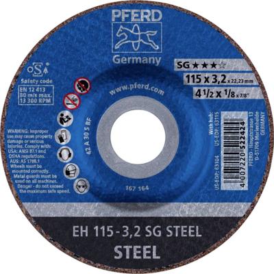 PFERD TOOLS EH 115-3,2 SG STEEL 61340132 Doorslijpschijf gebogen 115 mm 25 stuk(s) Staal