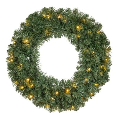 Decoris Kerstkrans - groen - warm witte verlichting - timer - 60 cm