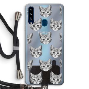 Kitten: Samsung Galaxy A20s Transparant Hoesje met koord