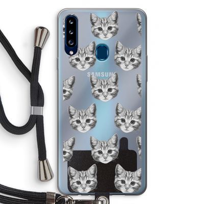 Kitten: Samsung Galaxy A20s Transparant Hoesje met koord