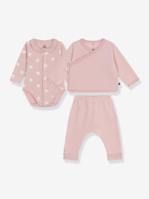 Cadeauset 3-delige baby babyset fluweel / velours rozen