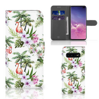 Samsung Galaxy S10 Plus Telefoonhoesje met Pasjes Flamingo Palms - thumbnail