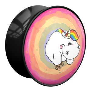 Double Flared Plug met Chubby Unicorn Design Acryl Tunnels & Plugs