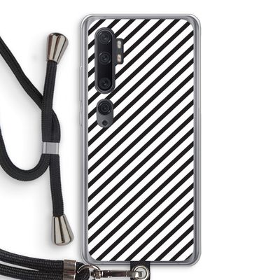 Strepen zwart-wit: Xiaomi Mi Note 10 Transparant Hoesje met koord
