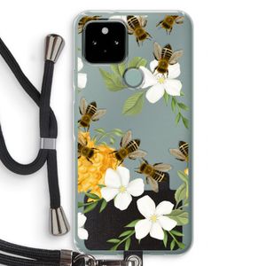 No flowers without bees: Pixel 5 Transparant Hoesje met koord
