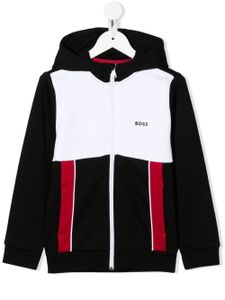 BOSS Kidswear hoodie colour block à fermeture zippée - Noir