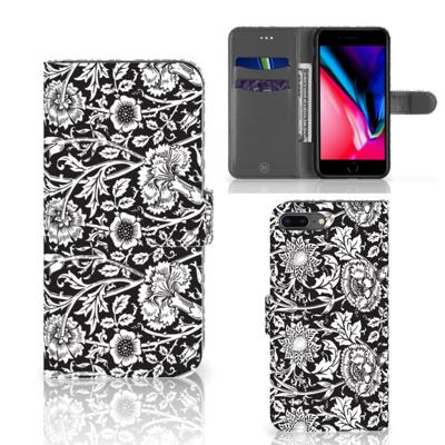 Apple iPhone 7 Plus | 8 Plus Hoesje Black Flowers Apple iPhone 7 Plus | 8 Plus Hoesje Black Flowers
