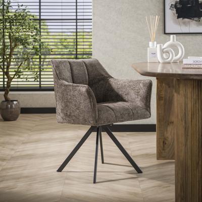 LifestyleFurn Draaibare Eetkamerstoel 'Thandie' Rich stof, kleur Taupe