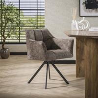 LifestyleFurn Draaibare Eetkamerstoel 'Thandie' Rich stof, kleur Taupe