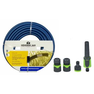 Tuinslang 50 meter - gewapend/anti knik - 13mm - professional - met koppelstukken/spuitstuk