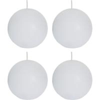 Spaas rustieke bolkaars - wit - 4x - D8 cm - 24 branduren - ronde kaarsen