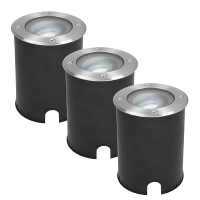 HOFTRONIC™ 3x Lilly dimbare LED Grondspot - Kantelbaar - Overrijdbaar - Rond - RVS - 6000K - 5 Watt - IP67 waterdicht - 3 jaar garantie