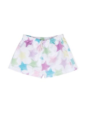 Andorine short de bain imprimé à lien de resserrage - Blanc