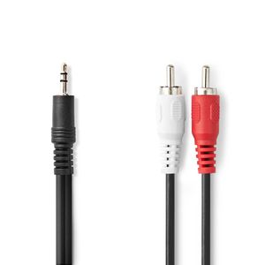 Nedis CAGL22200BK15 Stereo-audiokabel 3,5 Mm Male 2x Rca Male Vernikkeld 1.50 M Rond Zwart Label