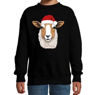 Kersttrui / sweater boerderijdieren - kinderen - Schaap - zwart - kerstmuts - Kerstmis