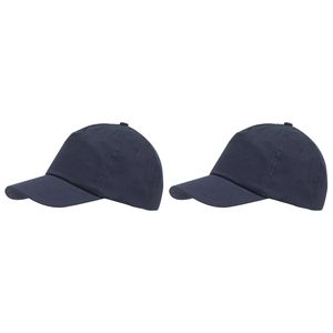 5-panel baseballcap donkerblauw met klittenbandsluiting voor volwassenen 2 stuks