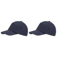 5-panel baseballcap donkerblauw met klittenbandsluiting voor volwassenen 2 stuks