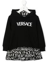 Versace Kids robe-hoodie à logo imprimé - Noir