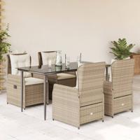 5-delige Tuinset met kussens poly rattan beige