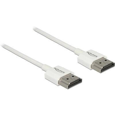 Delock 85126 HDMI-kabel HDMI Aansluitkabel HDMI-A-stekker 1.5 m Wit Vergulde steekcontacten, 4K UHD, Verdraaid, Afgeschermd (drievoudig)