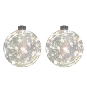 2x Kerst woondecoratie kerstbal met verlichting 12 cm - Kerstbal