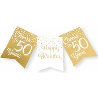 Paperdreams Verjaardag Vlaggenlijn 50 jaar - Gerecycled karton - wit/goud - 600 cm - Vlaggenlijnen - thumbnail