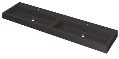 INK Wastafel Momento Quartz dubbel met 2 kraangaten 180 cm x 45 cm x 9 cm Quartz zwart 3421271