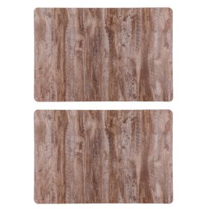 Set van 4x stuks tafel placemats licht hout kleur 43 x 28 cm van kunststof