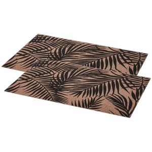 Set van 4x stuks rechthoekige placemats Palm zwart linnen mix 45 x 30 cm