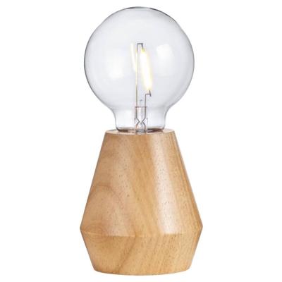 2e Halve Prijs Leen Bakker - Tafellamp Dwayne LED - Naturel - Ø10x12 Cm - Hout - Bruin