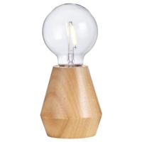 2e Halve Prijs Leen Bakker - Tafellamp Dwayne LED - Naturel - Ø10x12 Cm - Hout - Bruin