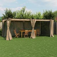 Prieel met gordijnen 6x3 m staal taupe