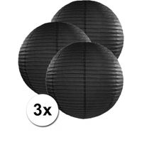 Voordeelverpakking met 3 zwarte lampionnen 50 cm - thumbnail
