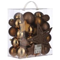 House of Seasons Kerstballen - 39 stuks - koper bruin mix - met piek - Kerstversiering