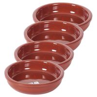 4x Terracotta tapas bakjes/schaaltjes 16 cm - Snack en tapasschalen