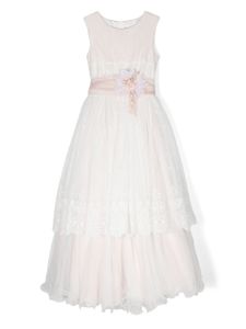 Mimilù robe en tulle à fleurs brodées - Blanc