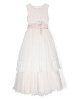 Mimilù robe en tulle à fleurs brodées - Blanc