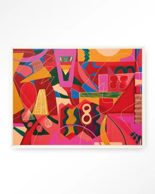 Urban Cotton Wandkleed 'Una Noche De Jazz' 145 x 190cm in Floating Frame - off white