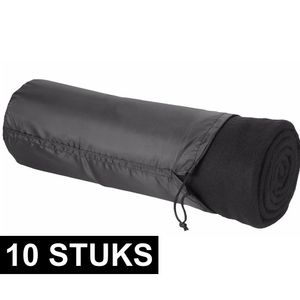 10x Fleece deken zwart 150 x 120 cm