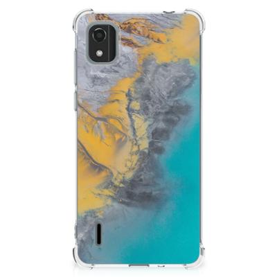 Nokia C2 2nd Edition Anti-Shock Hoesje Marble Blue Gold Nokia C2 2nd Edition Anti-Shock Hoesje Marble Blue Gold