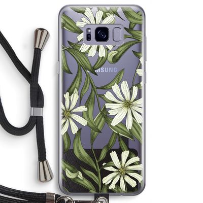 Wit bloemenpatroon: Samsung Galaxy S8 Transparant Hoesje met koord