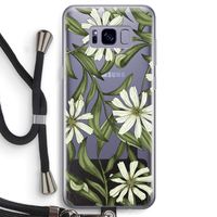 Wit bloemenpatroon: Samsung Galaxy S8 Transparant Hoesje met koord Wit bloemenpatroon: Samsung Galaxy S8 Transparant Hoesje met koord