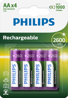 Philips Rechargeable NimH AA/HR6 2600mah blister 4 stuks