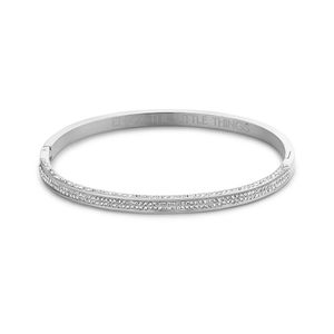 CO88 Collection Sparkle 8CB 90461 Stalen Bangle met Zirkonia - One-size (58 x 49 x 4 mm) - Zilverkleurig